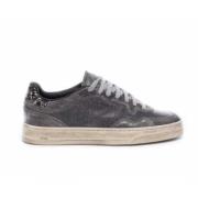 Zwarte Metallic Leren Sneakers Bali Washed Stone P448 , Black , Dames