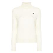 Witte Gebreide Trui met Polo Pony Polo Ralph Lauren , White , Dames