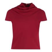 Draped Neckline Crepe Blouse Versace , Red , Dames