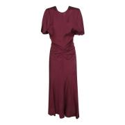 Midi Jurk met Gerimpelde Taille Victoria Beckham , Red , Dames