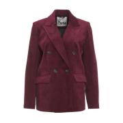 Dubbelrijige Corduroy Blazer met Logo Details 8PM , Red , Dames