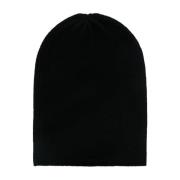 Platte Gebreide Beanie Hat Allude , Black , Dames