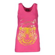 Roze Katoenen Tanktop met Print Cavalli Class , Pink , Dames