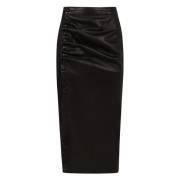 Asymmetrische Leren Rok met Decoratieve Plooien Paco Rabanne , Black ,...