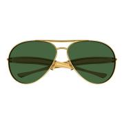 Groene Lens Zonnebril Goccia Goud Bottega Veneta , Yellow , Unisex