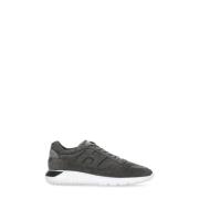 Grijze Leren Sneakers Ronde Neus Logo Hogan , Gray , Heren