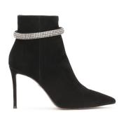 Stiletto laarzen met een glanzende band Kazar , Black , Dames