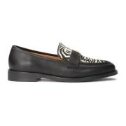 Leren loafers met natuurlijk haar in een zebra patroon Kazar , Black ,...