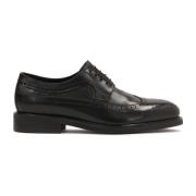 Elegante zwarte heren derby schoenen met rozet decoratie Kazar , Black...