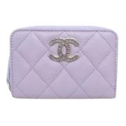 Pre-owned Leather wallets Chanel Vintage , Purple , Dames