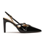 Zwarte gelakte pumps met open hakken Kazar , Black , Dames