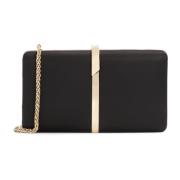 Chic kleine clutch tas met schouderketting Kazar , Black , Dames