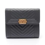 Pre-owned Leather wallets Chanel Vintage , Black , Dames