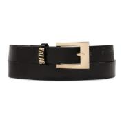 Smalle gelakte riem met gouden logo Kazar , Black , Dames