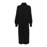 Zwarte Gebreide Jurk met Pofmouwen My Essential Wardrobe , Black , Dam...