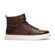 Bruine leren sneakers met hoge schacht Kazar , Brown , Heren