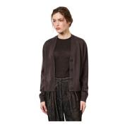 Ribgebreide Cardigan van Merinowol Massimo Alba , Brown , Dames