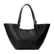 Leren trapeze schoudertas Kazar , Black , Dames