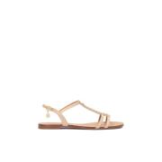 Beige leren enkelband ballerina's Kazar , Beige , Dames