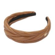 Elegant leren hoofdband met een klein monogram Kazar , Brown , Dames