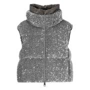 Gewatteerde vest met pailletten Herno , Gray , Dames