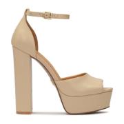 Beige platform sandalen met hak Kazar , Beige , Dames