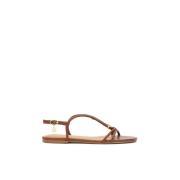 Bruine platte sandalen van volnerf leer Kazar , Brown , Dames