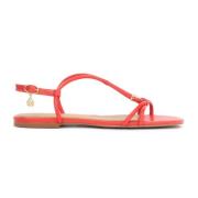 Rode sandalen op een platte zool met een overhang Kazar , Red , Dames