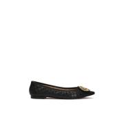 Platte gewatteerde monogram pumps Kazar , Black , Dames