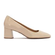 Gelakte beige pumps met een brede hak Kazar , Beige , Dames