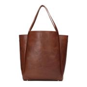 Ruime leren handtas in minimalistische stijl Kazar , Brown , Dames