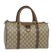 Pre-owned Leather travel-bags Gucci Vintage , Beige , Dames