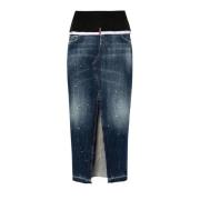 Blauwe Gelaagde Denim Rok Dsquared2 , Blue , Dames