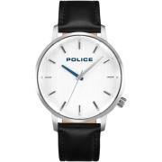 Herenhorloge Zilveren Leren Band Remodel Pl.15923Js/04 Police , White ...