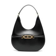 Zwarte Schoudertas met Gouden Logo Tom Ford , Black , Dames