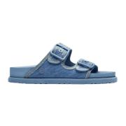 Stone Washed Denim Sandalen Birkenstock , Blue , Heren