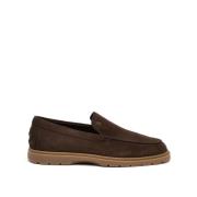 Bruine Suède Loafer Rubberen Zool Tod's , Brown , Heren