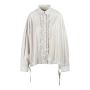 Bruine Faux Leren Shirt 8PM , White , Dames