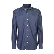 Zwarte Shirts voor Mannen Aw24 Barba , Blue , Heren