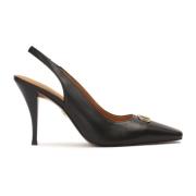 Zwarte slingback pumps met smalle vierkante neus Kazar , Black , Dames