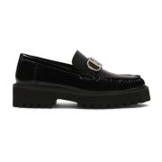 Loafers met chunky zool en gekreukeld bovenwerk Kazar , Black , Dames