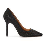 Zwarte stiletto pumps versierd met kristallen Kazar , Black , Dames