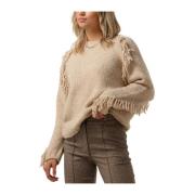 Beige Gebreide Trui met Franjes Vanessa Bruno , Beige , Dames