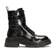 Leren laarzen voor vrouwen in militaire stijl Kazar , Black , Dames