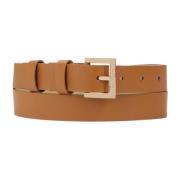 Minimalistische leren riem met vierkante gesp Kazar , Brown , Dames