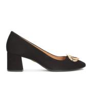 Nubuck pumps met een brede hak Kazar , Black , Dames