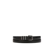 Zwarte smalle riem met pistool metalen gesp Kazar , Black , Dames