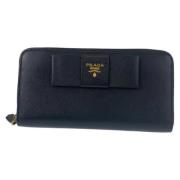 Pre-owned Leather wallets Prada Vintage , Black , Dames