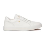 Witte leren sneakers met gouden elementen Kazar , White , Dames