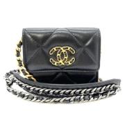 Pre-owned Leather wallets Chanel Vintage , Black , Dames